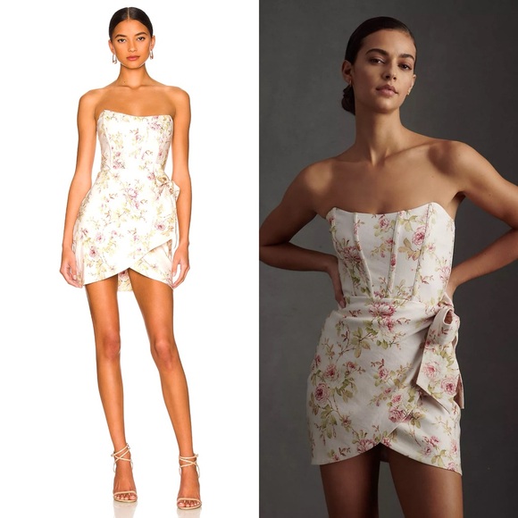 NWT V. Chapman Nasturtium Floral Bow Micro Mini Dress - Picture 5 of 6